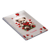 Schattigee knuffelbeer Rozen en harten Notitieboek (Rechterzijde)