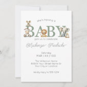 Schattigee knuffeldieren Genderneutraal Baby showe Kaart (Voorkant)