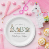 Schattigee knuffeldieren Genderneutraal Baby showe Papieren Bordje (Feest)
