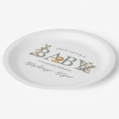 Schattigee knuffeldieren Genderneutraal Baby showe Papieren Bordje (Gekanteld)