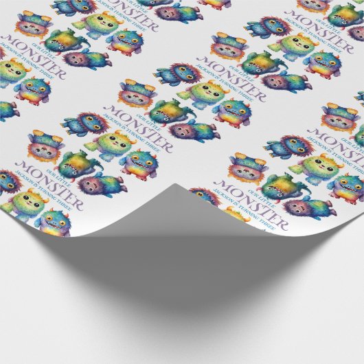 Schattigee Knuffelige Kleurrijke Kleine Monsters K Cadeaupapier (Hoek)