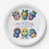 Schattigee Knuffelige Kleurrijke Kleine Monsters K Papieren Bordje (Voorkant)