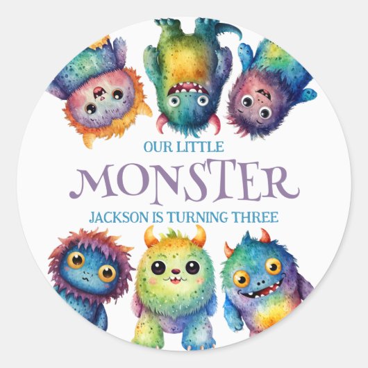 Schattigee Knuffelige Kleurrijke Kleine Monsters K Ronde Sticker (Voorkant)