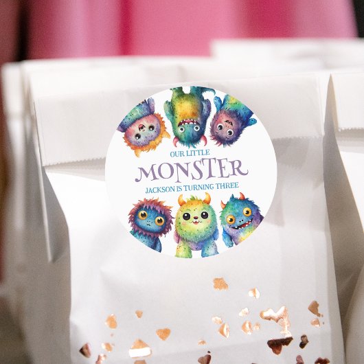 Schattigee Knuffelige Kleurrijke Kleine Monsters K Ronde Sticker