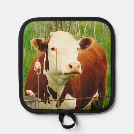 Schattigee Knuffelige Koe 4Carey Oven Mitt en Pot Pannenlap