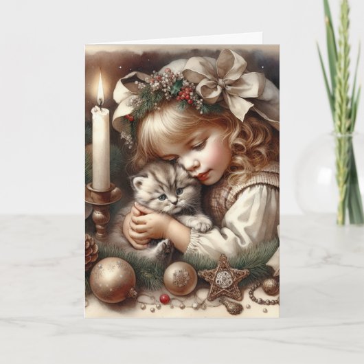 Schattigee Knuffelkitten Kerst Kaart (Voorkant)