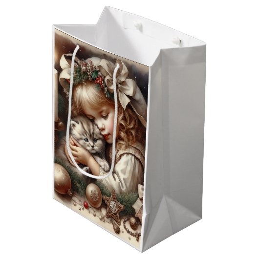 Schattigee Knuffelkitten Kerst Medium Cadeauzakje (Voorkant Gekanteld)