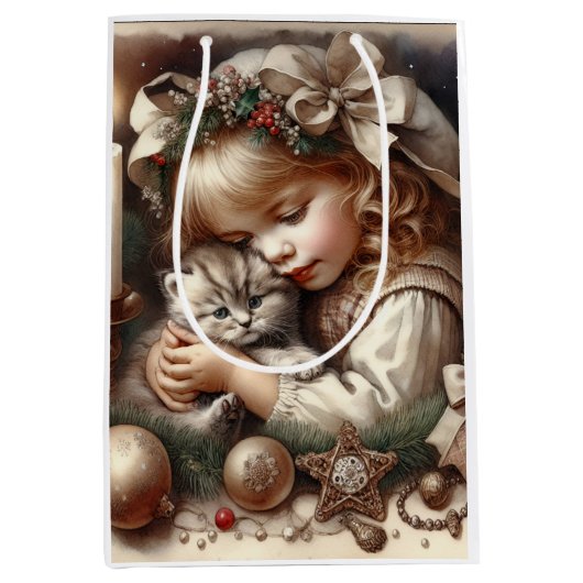 Schattigee Knuffelkitten Kerst Medium Cadeauzakje (Voorkant)