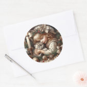 Schattigee Knuffelkitten Kerst Ronde Sticker (Envelop)