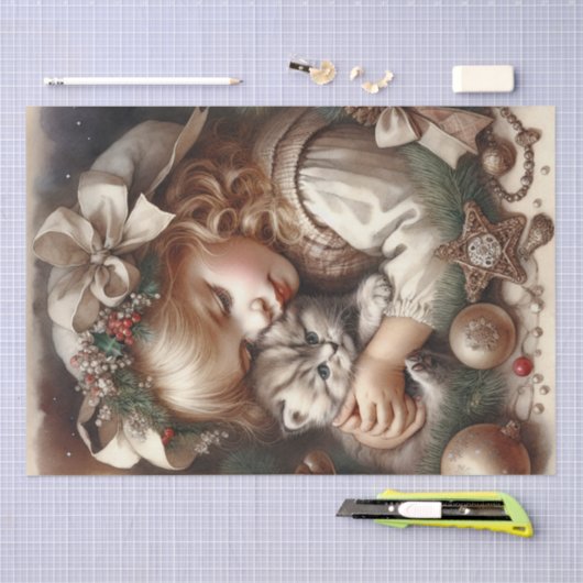 Schattigee Knuffelkitten Kerst Tissuepapier (Craft)