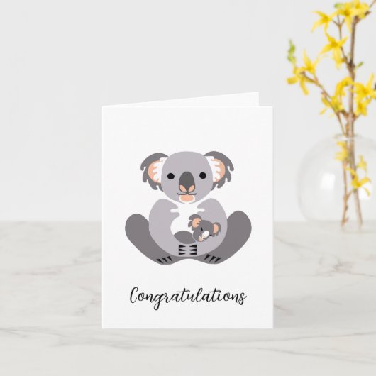 Schattigee Knuffelkoala — Baby Gefeliciteerd Kaart (Gele Bloem)