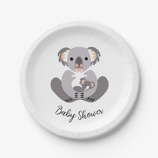 Schattigee knuffelkoala - Baby shower - Feest Papieren Bordje (Voorkant)