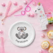 Schattigee knuffelkoala - Gefeliciteerd - Feest Papieren Bordje (Feest)