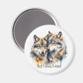 Schattigee knuffelwolven beste vrienden voor altij magneet (Voorkant / Achterkant)