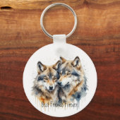 Schattigee knuffelwolven beste vrienden voor altij sleutelhanger (Voorkant)