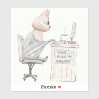 Schattigee knuppel bij de Kantoor Sticker