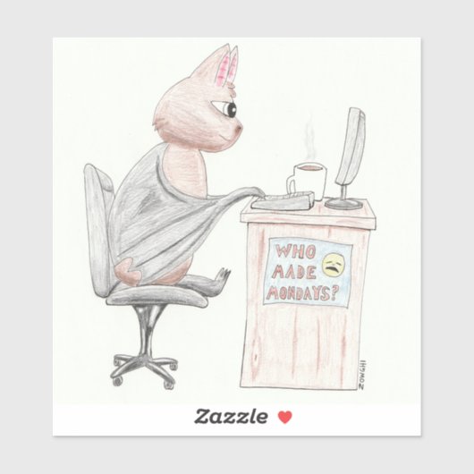 Schattigee knuppel bij de Kantoor Sticker (Vel)