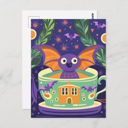 Schattigee knuppel in een Halloween Teacup Briefkaart (Voorkant / Achterkant)