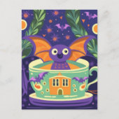 Schattigee knuppel in een Halloween Teacup Briefkaart (Voorkant)