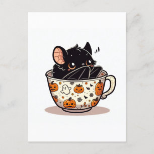 Schattigee knuppel in een Halloween Teacup Briefkaart