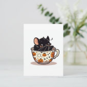 Schattigee knuppel in een Halloween Teacup Briefkaart (Staand voorkant)