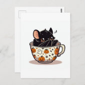 Schattigee knuppel in een Halloween Teacup Briefkaart (Voorkant / Achterkant)