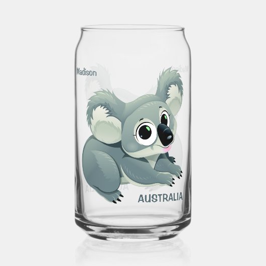 Schattigee Koala aangepaste naam & tekst Blikvorm Glas (Achterkant)