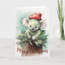 Schattigee Koala Aquarel Vakantie Kerst Kaart