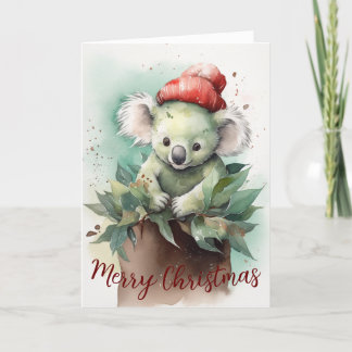 Schattigee Koala Aquarel Vakantie Kerst Kaart