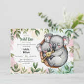 Schattigee Koala Baby en Koala Moeder Baby shower Kaart (Staand voorkant)
