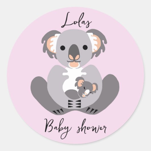 Schattigee KOALA - Baby shower - Dier -Personalise Ronde Sticker (Voorkant)