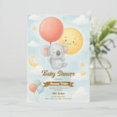 Schattigee Koala Baby shower uitnodiging (Staand voorkant)