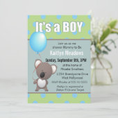 Schattigee Koala Beer Baby Boy Shower Kaart (Staand voorkant)