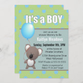 Schattigee Koala Beer Baby Boy Shower Kaart (Voorkant / Achterkant)