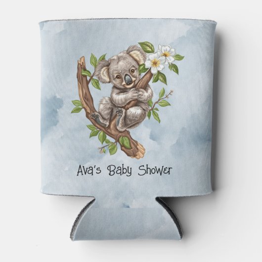 Schattigee Koala Beer Blauwe Waterverf Baby shower Blikjeskoeler (Voorkant)