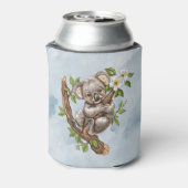 Schattigee Koala Beer Blauwe Waterverf Baby shower Blikjeskoeler (Blikje Achterkant)