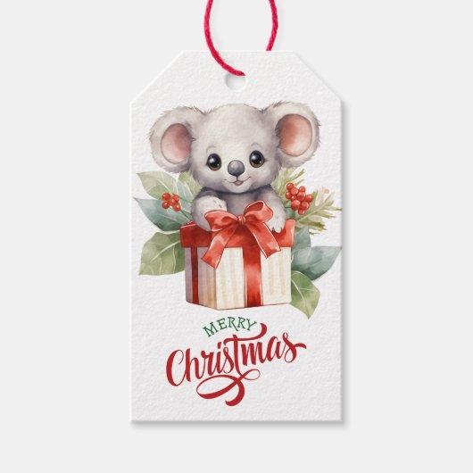 Schattigee Koala Beer Cadeaupakket Kerst Cadeaulabel (Voorkant)