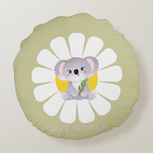 Schattigee koala Beer daisy flower Zoo Dierenliefd Rond Kussen (Achterkant)