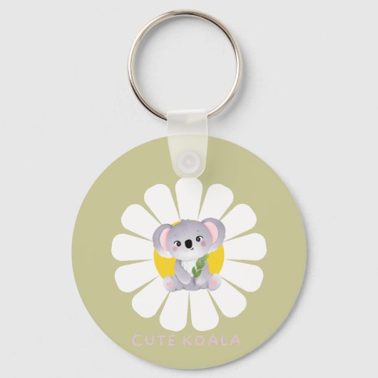 Schattigee koala Beer daisy flower Zoo Dierenliefd Sleutelhanger (Voorkant)