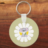 Schattigee koala Beer daisy flower Zoo Dierenliefd Sleutelhanger (Achterkant)