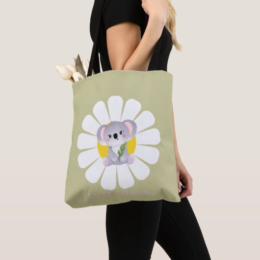 Schattigee koala Beer daisy flower Zoo Dierenliefd Tote Bag (Dichtbij)