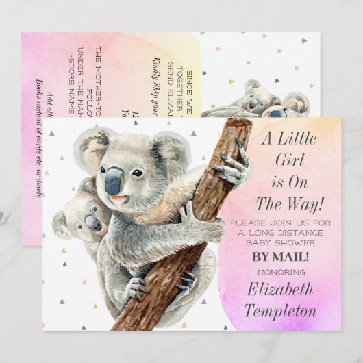 Schattigee Koala Beer Het is een meisje Baby showe Kaart (Voorkant / Achterkant)