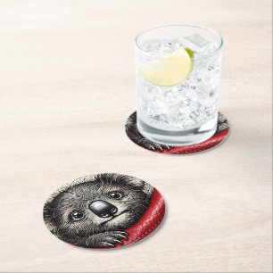 Schattigee Koala Beer illustratie met levendige kl Ronde Kartonnen Onderzetter