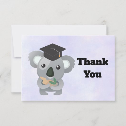 Schattigee Koala Beer in Graduation Cap Dank u Bedankkaart (Voorkant)