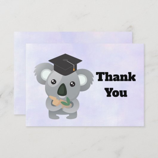 Schattigee Koala Beer in Graduation Cap Dank u Bedankkaart (Voorkant / Achterkant)