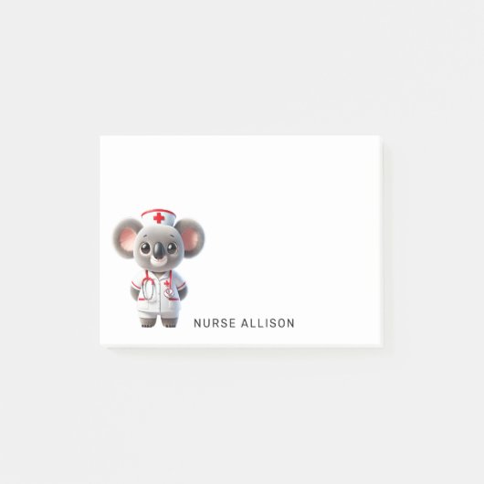 Schattigee Koala Beer Nurse Gepersonaliseerd 4x4 Post-it® Notes (Voorkant)