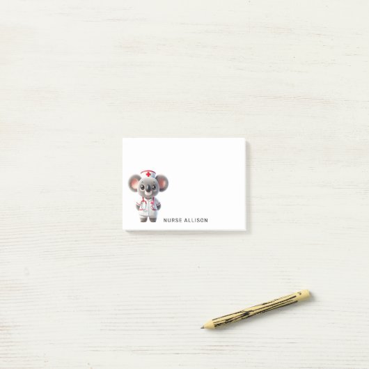Schattigee Koala Beer Nurse Gepersonaliseerd 4x4 Post-it® Notes (Op bureau)
