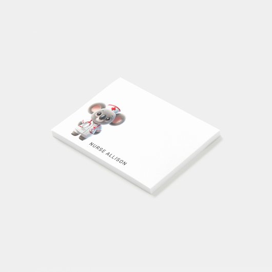 Schattigee Koala Beer Nurse Gepersonaliseerd 4x4 Post-it® Notes (Schuin)