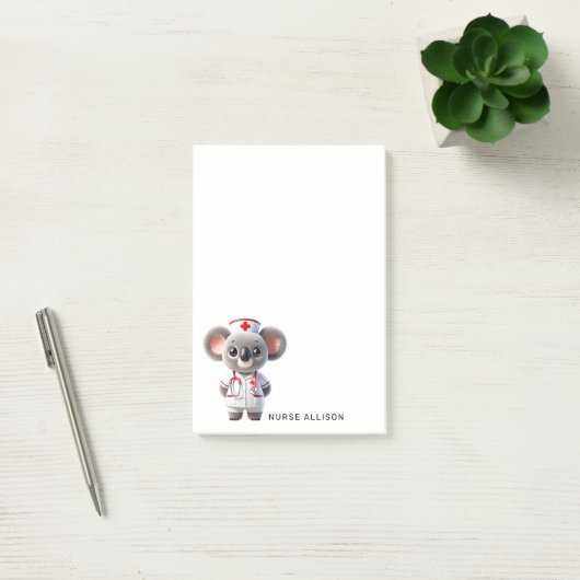 Schattigee Koala Beer Nurse Gepersonaliseerd 4x6 Post-it® Notes (Kantoor)