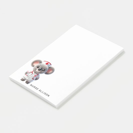 Schattigee Koala Beer Nurse Gepersonaliseerd 4x6 Post-it® Notes (Schuin)